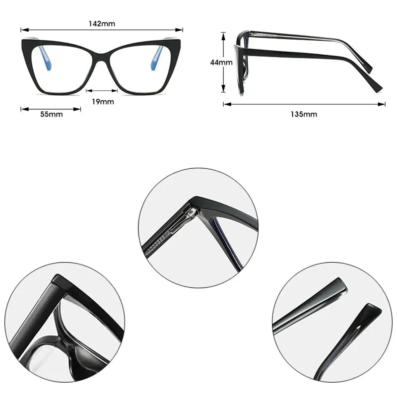 Oversized Cat Eye Blue Light Glasses - Blue Light Non Prescription Glasses, Blue Light Glasses Women, Blue Light Blocking Glasses