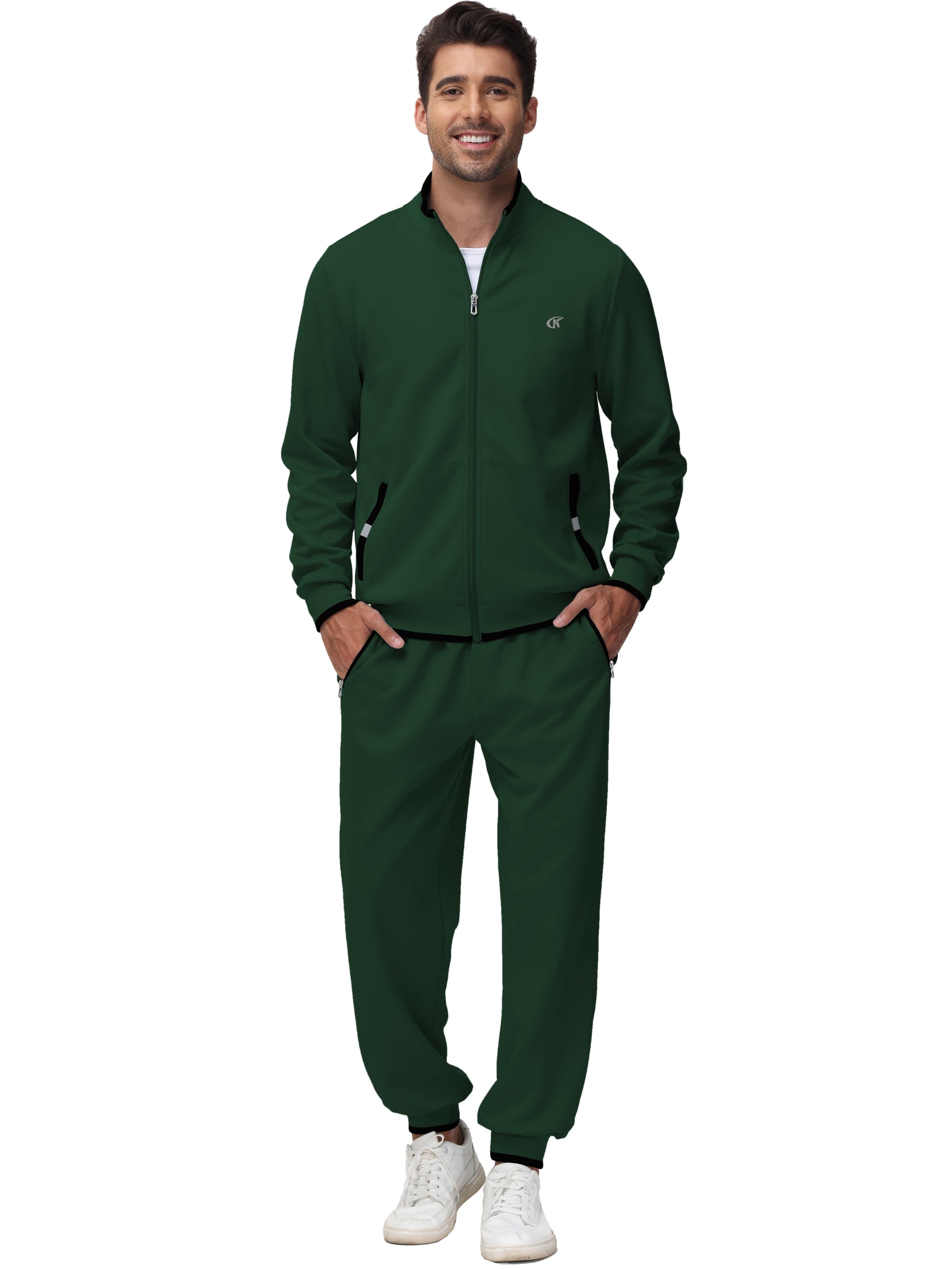 Men'S Tracksuits Sweatsuits for Men Set Track Suits 2 Piece Casual Athletic Jogging Warm up Full Zip Sweat Suits Armygreen M