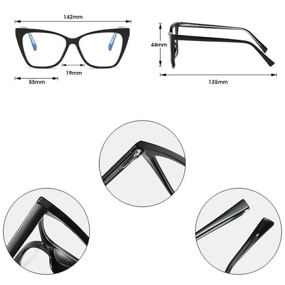 Oversized Cat Eye Blue Light Glasses - Blue Light Non Prescription Glasses, Blue Light Glasses Women, Blue Light Blocking Glasses