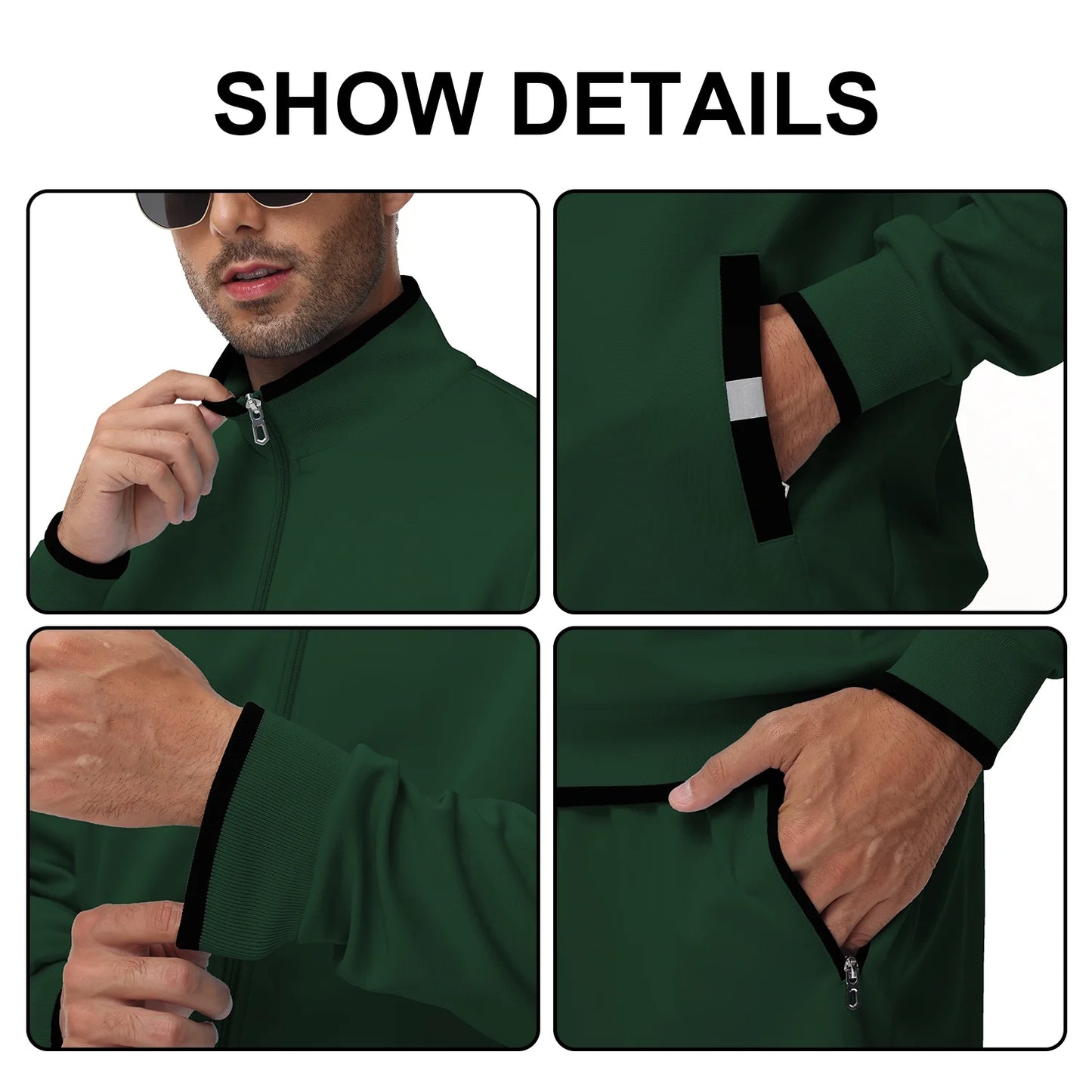 Men'S Tracksuits Sweatsuits for Men Set Track Suits 2 Piece Casual Athletic Jogging Warm up Full Zip Sweat Suits Armygreen M